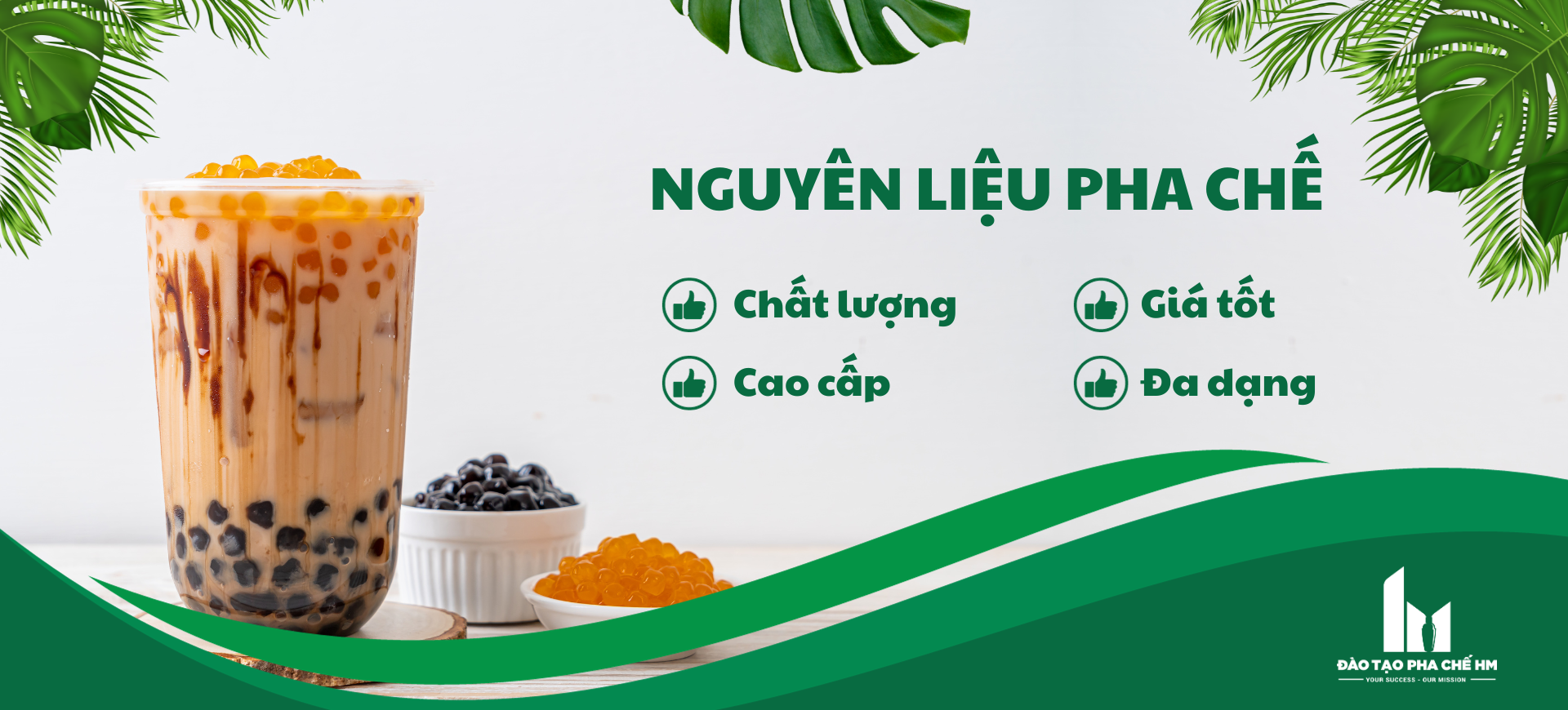 Đào tạo pha chế HM, không chỉ đào tạo pha chế, tư vấn thi công setup quán mà còn cung cấp nguyên liệu chất lượng cho quán ăn của bạn